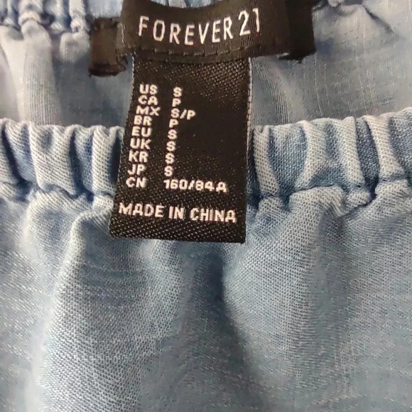 Forever 21 embroidered eyelet light blue  top Y2K cottagecore women's small - Picture 3 of 4
